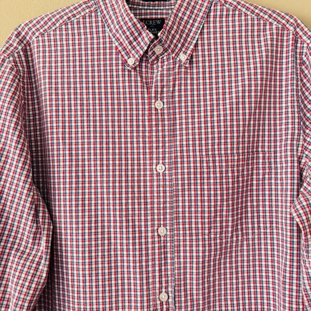 J. Crew Men's Classic Flex Washed Gingham Casual Button Down Shirt Size M